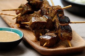 Gary Rhodes' Beef satay and peanut sauce